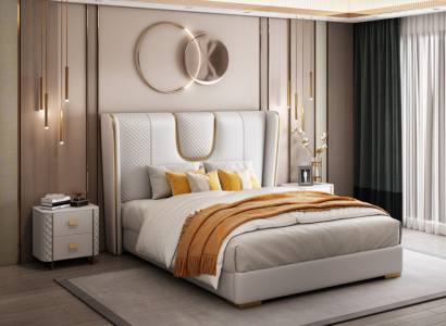 Double hotel beds bedroom bed upholstery design luxury furniture metal